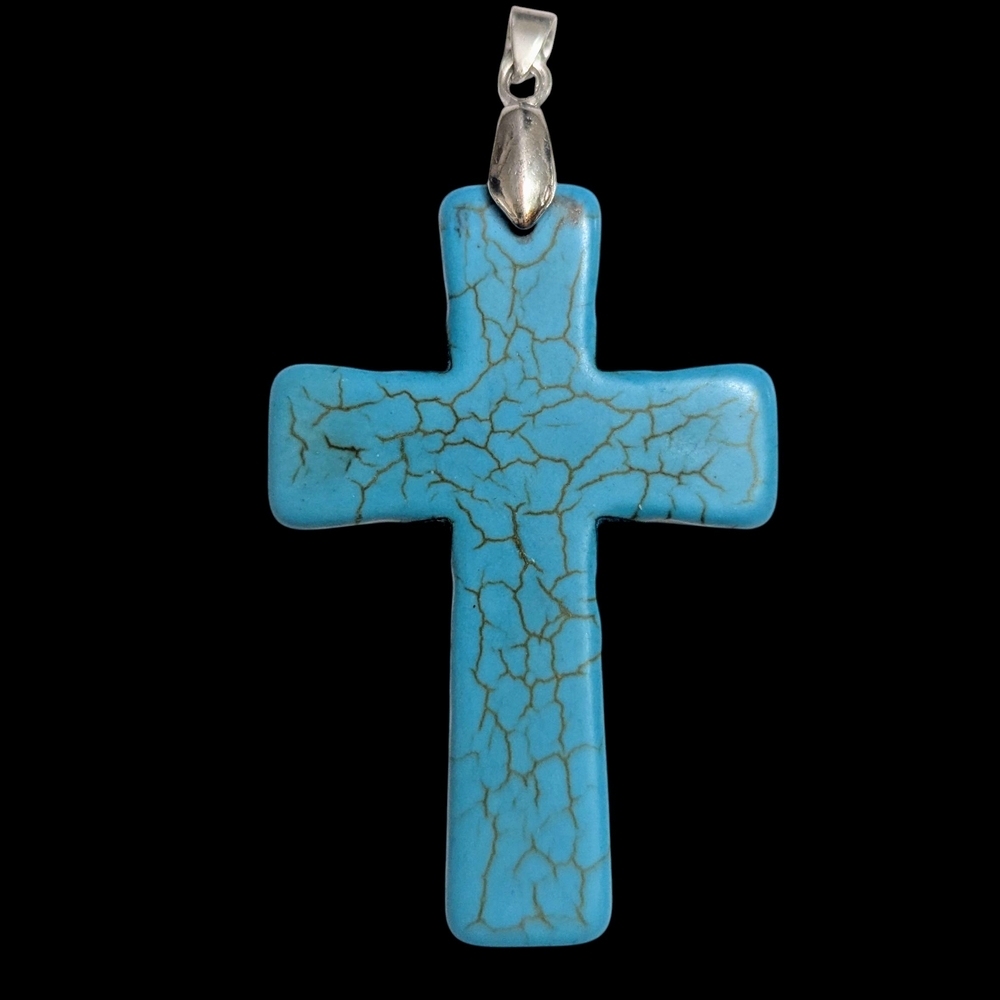 Blue Howlite Cross Pendant